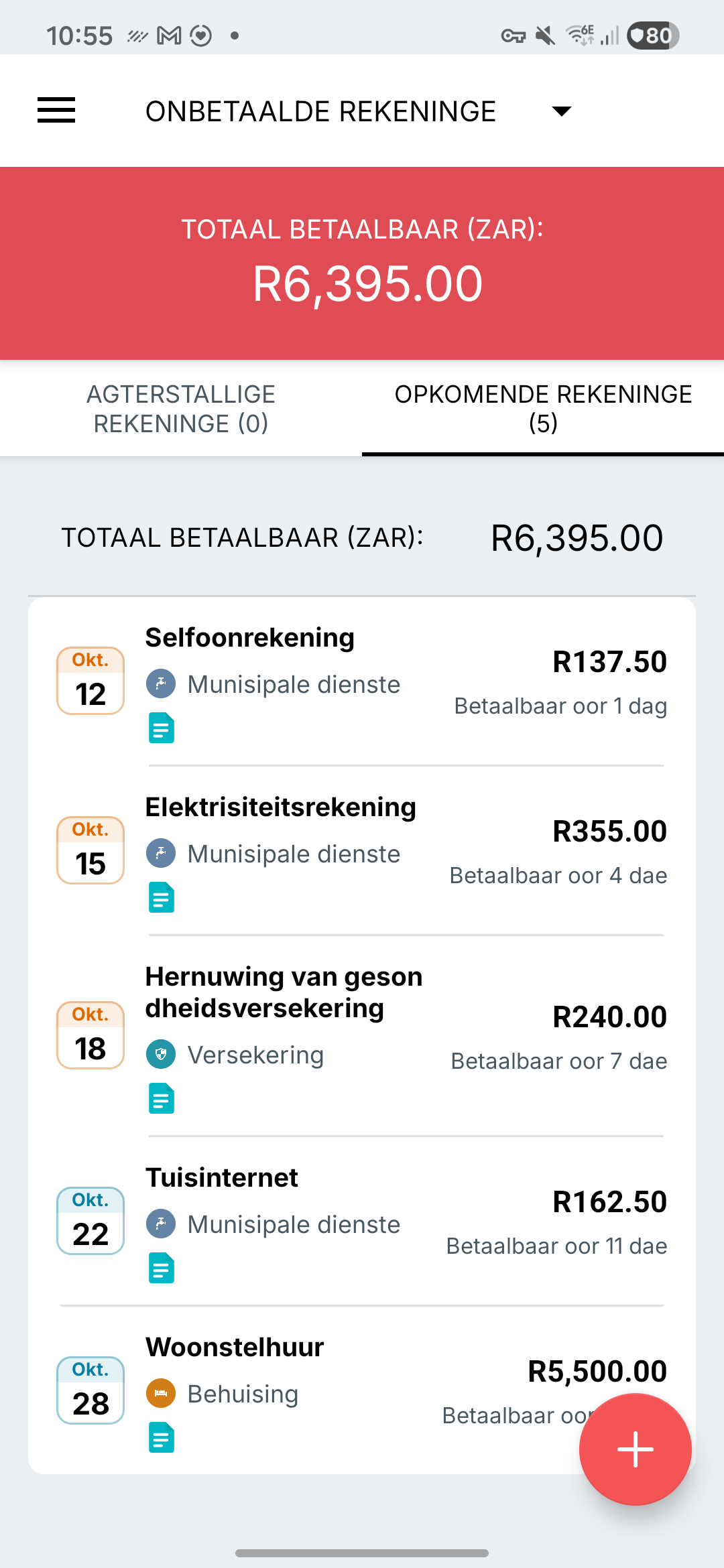 Expense IQ-rekeningherinneringe