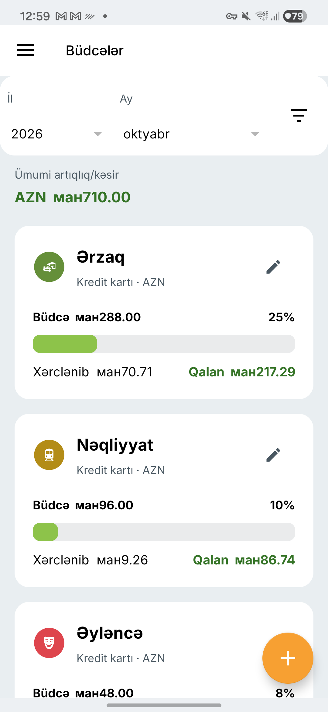 Expense IQ büdcə ekranı