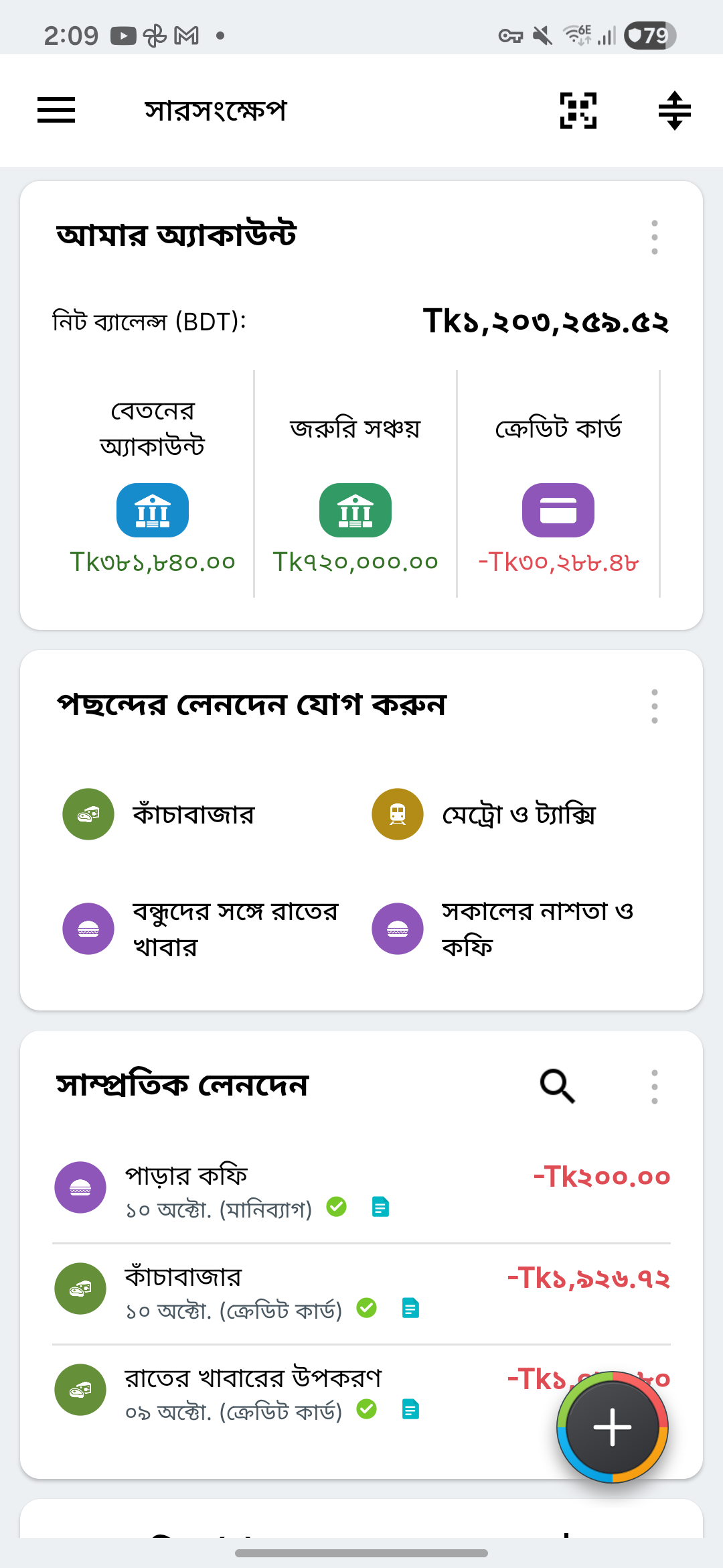 কাল্পনিক নমুনা তথ্যসহ Expense IQ-এর সারসংক্ষেপ