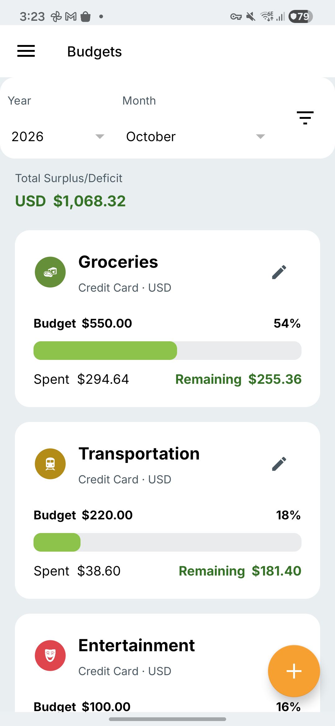 Fresh Samsung Expense IQ budgets screen