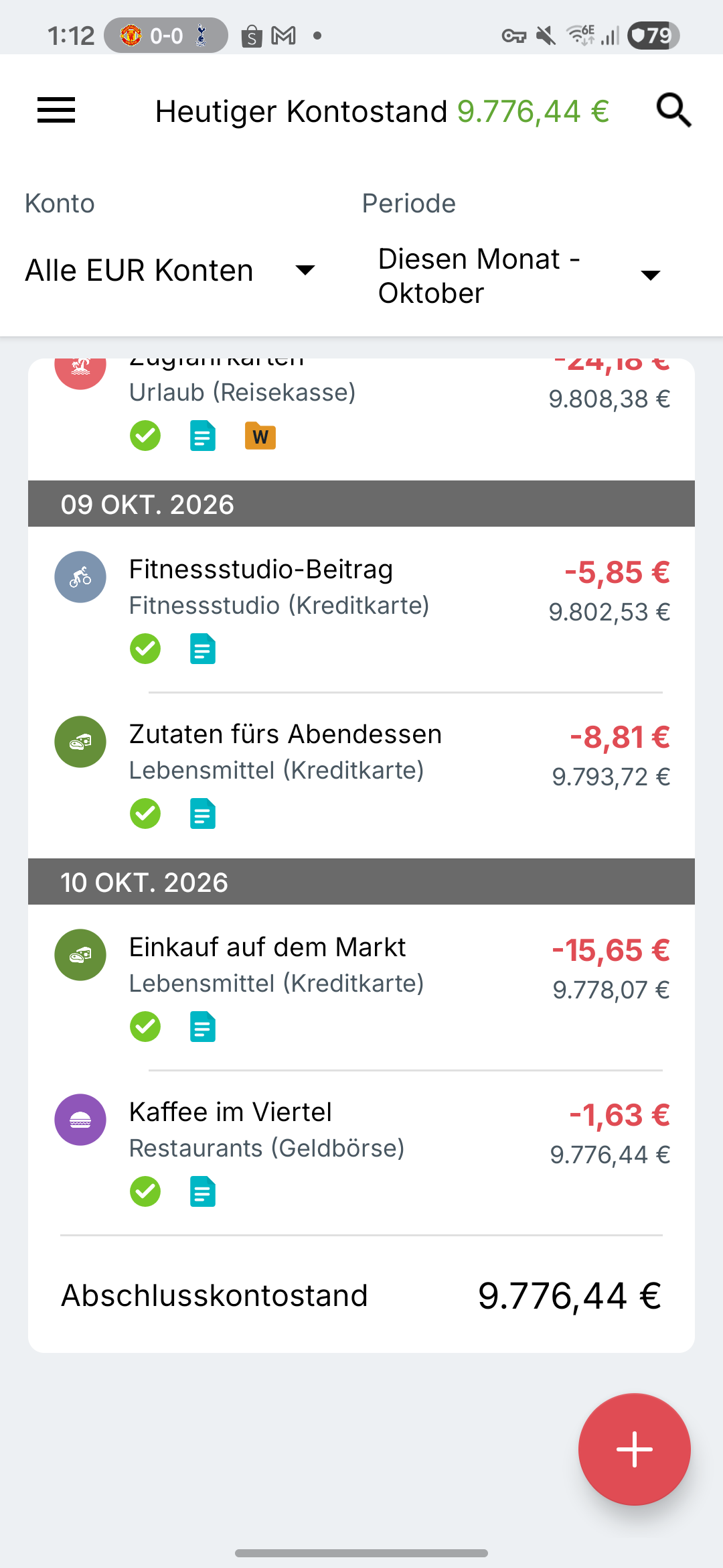 Samsung-Buchungsansicht