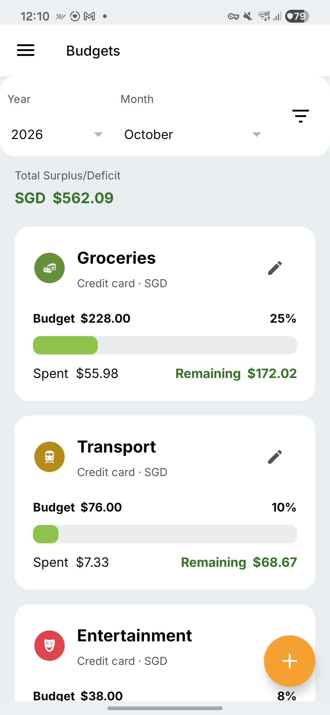 Fresh Samsung Expense IQ budgets screen