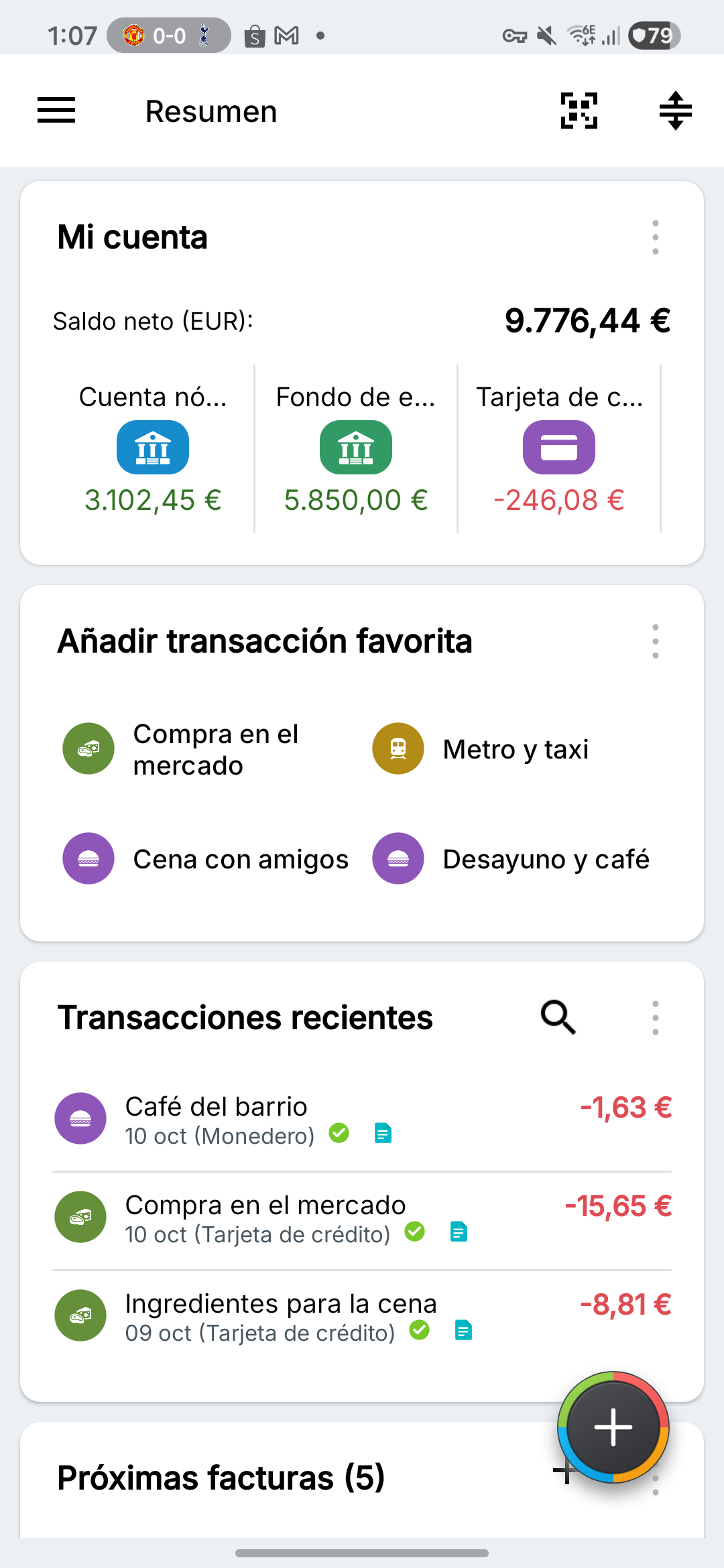 Tu dinero, más claro · Datos ficticios · EUR