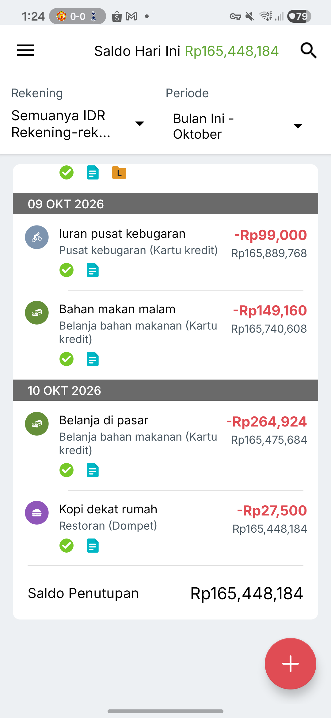Layar transaksi Samsung