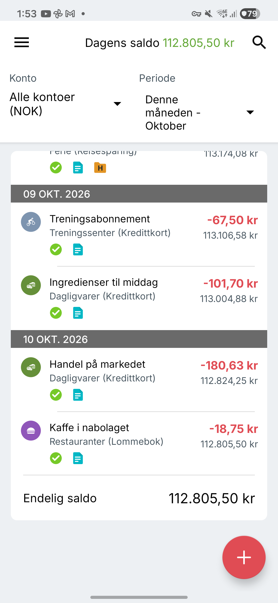 Expense IQ-transaksjonsskjerm