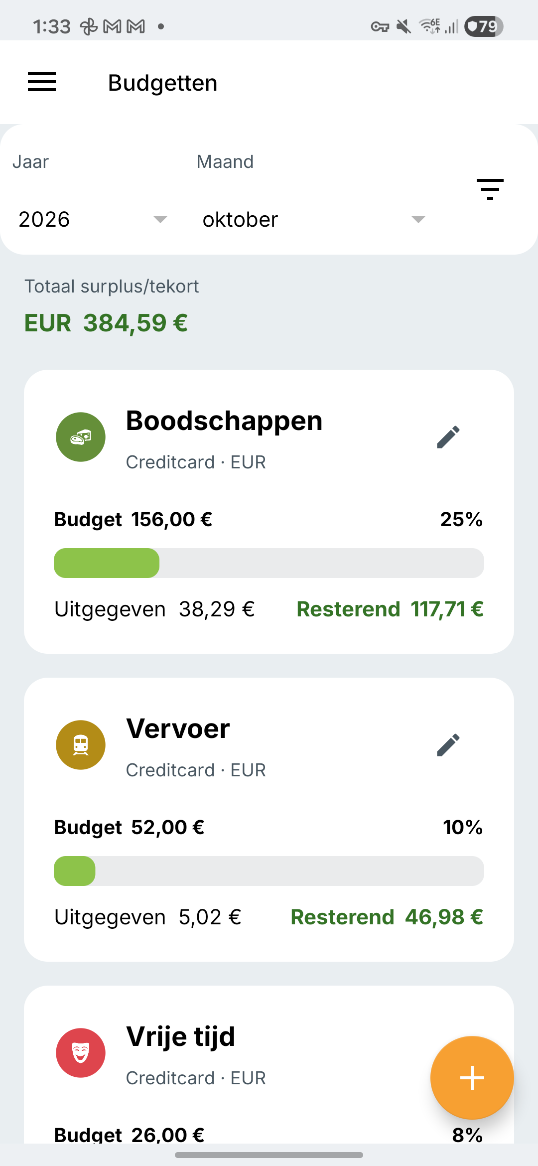 Budgetscherm van Expense IQ