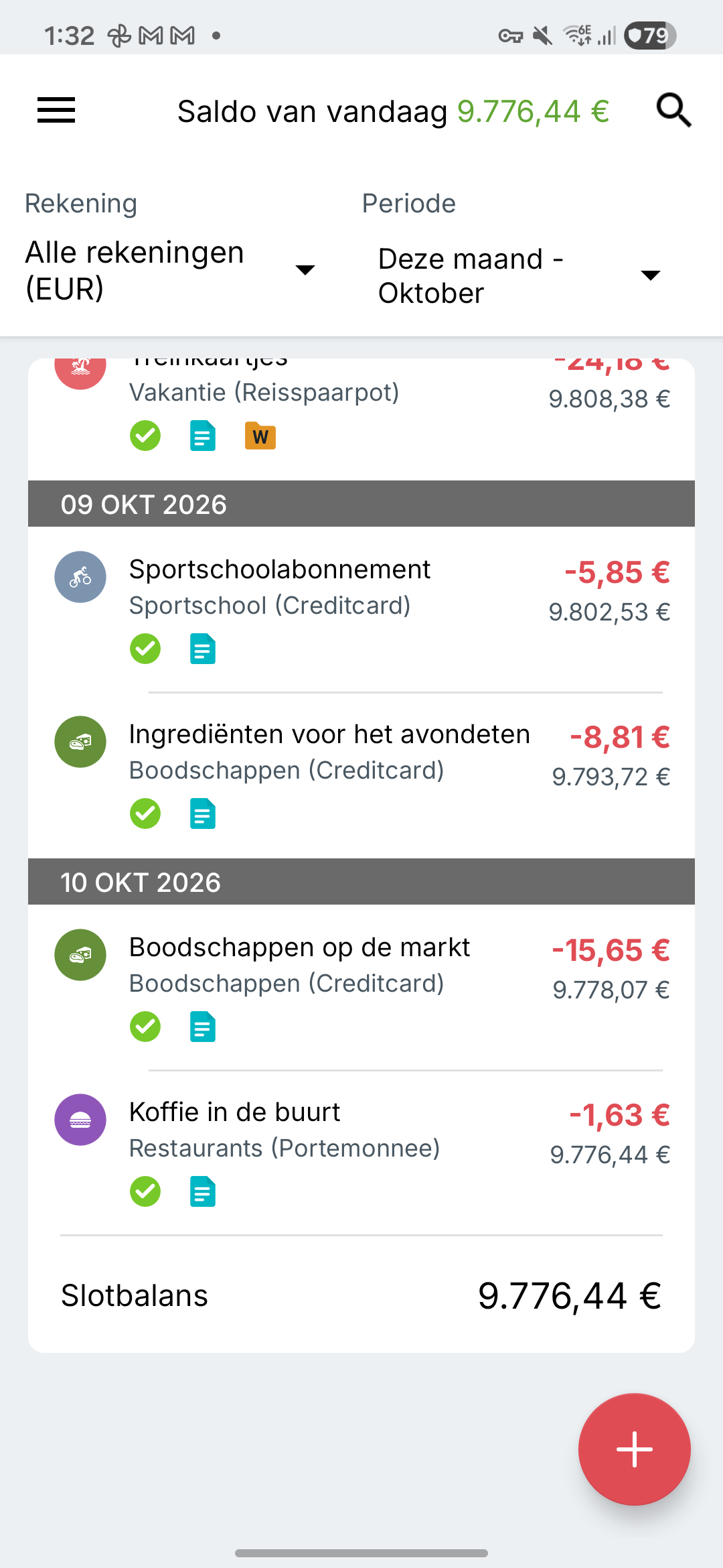 Transactiescherm van Expense IQ