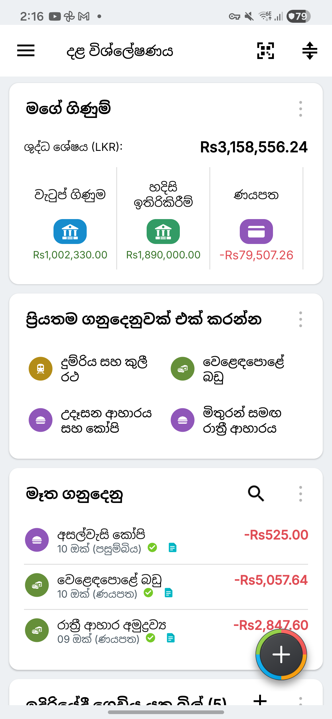 මනඃකල්පිත ආදර්ශ දත්ත සහිත Expense IQ දළ විශ්ලේෂණය