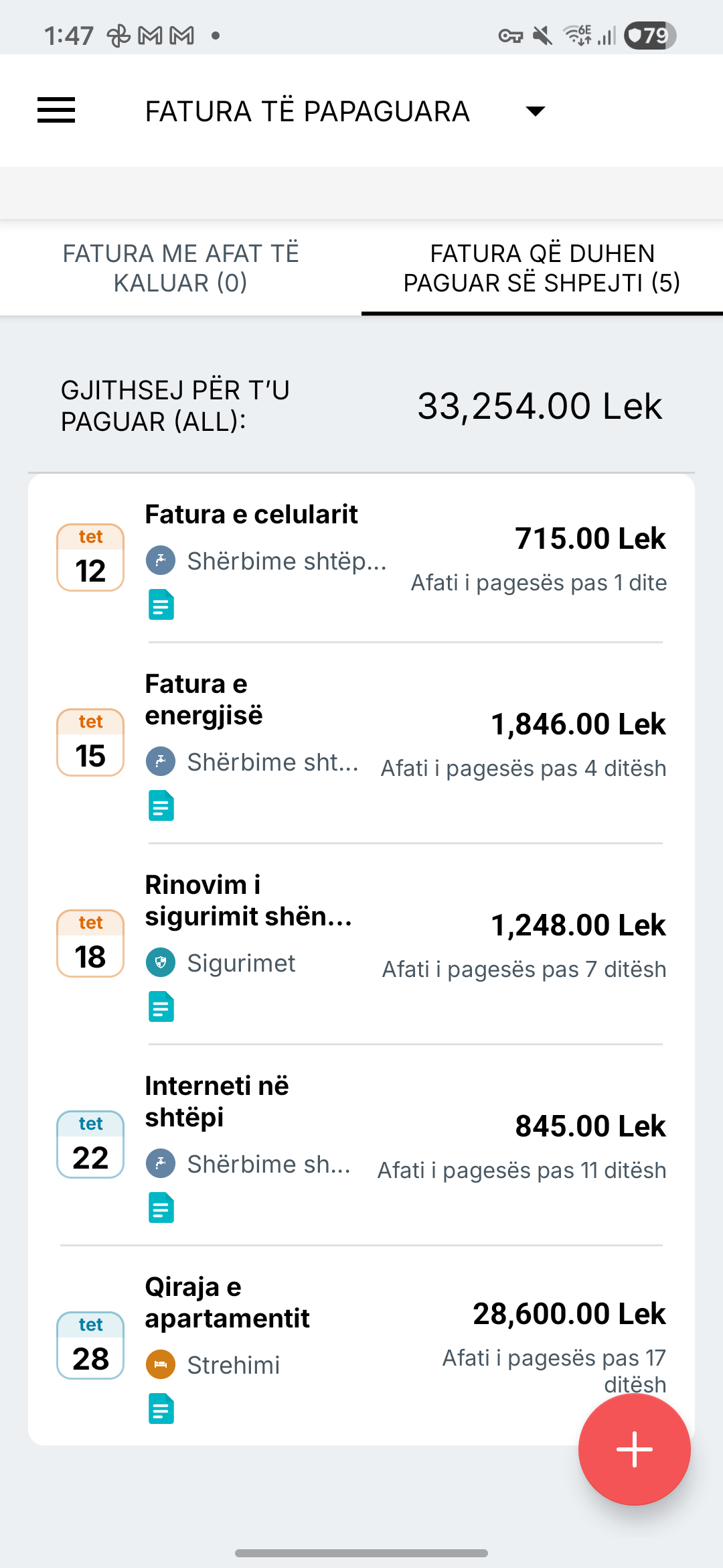 Pamja e kujtesave të faturave në Expense IQ