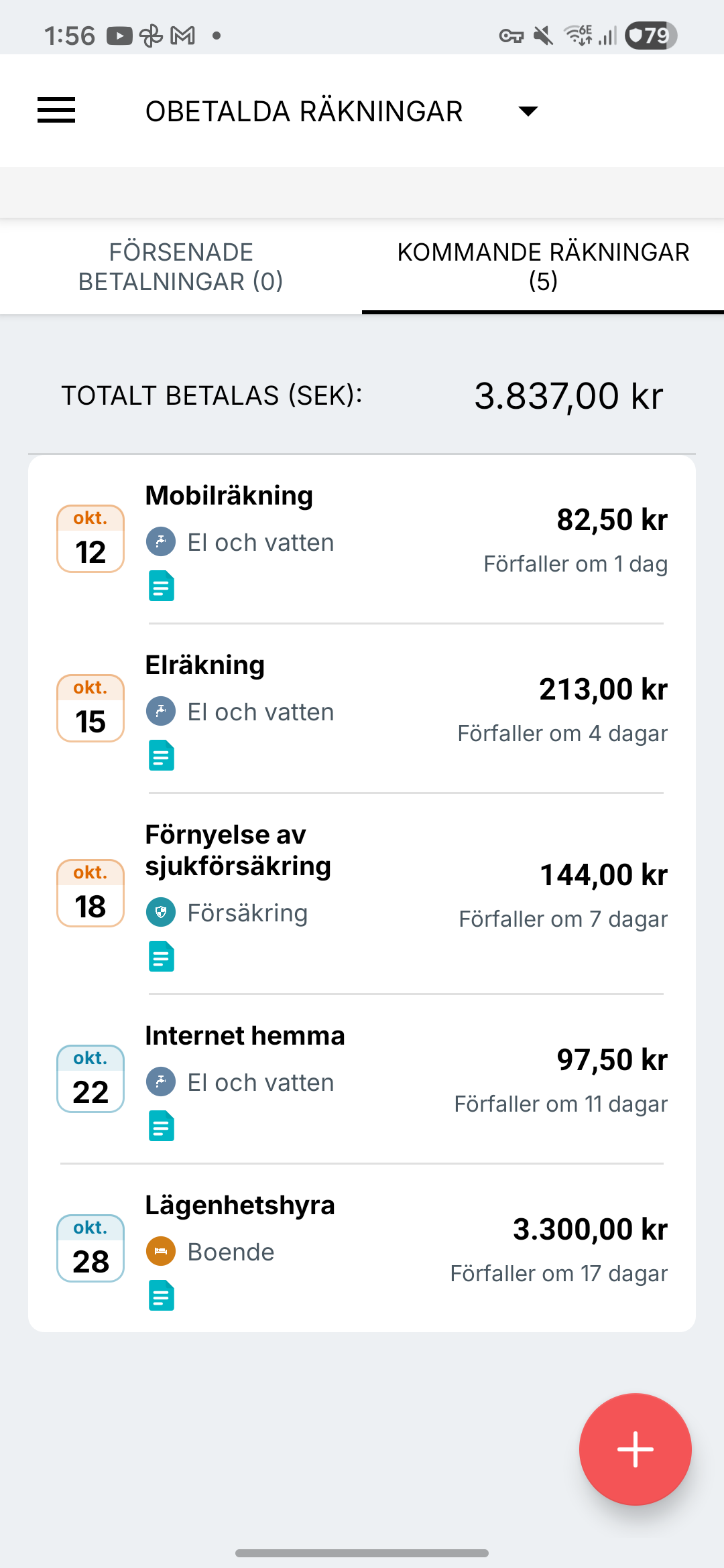 Expense IQ-räkningspåminnelser