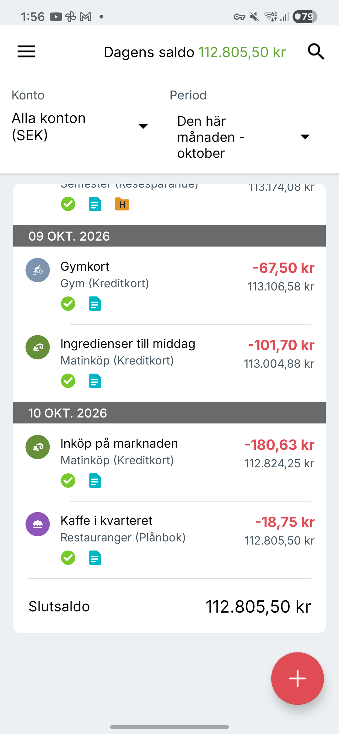 Expense IQ-transaktionsskärm