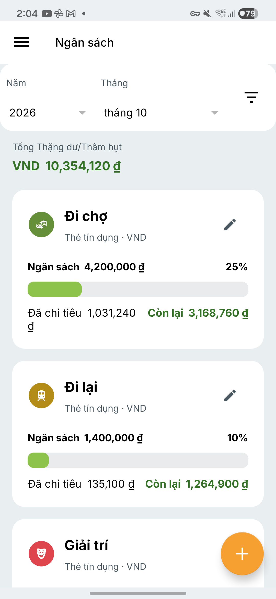 Màn hình ngân sách Expense IQ